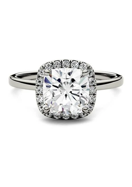 商品Charles & Colvard|Colvard 1.43 Ct. T.w. Moissanite Cushion Halo Ring In 14K White Gold,价格¥6654,第3张图片详细描述