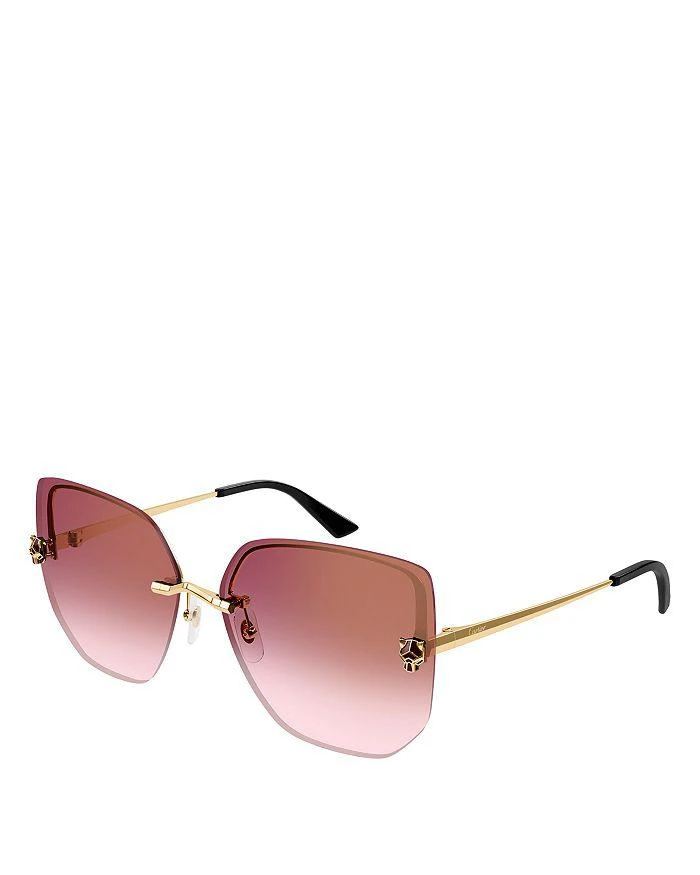 商品Cartier|Panthère Light 24K Gold Plated Square Sunglasses, 63mm,价格¥9316,第1张图片详细描述