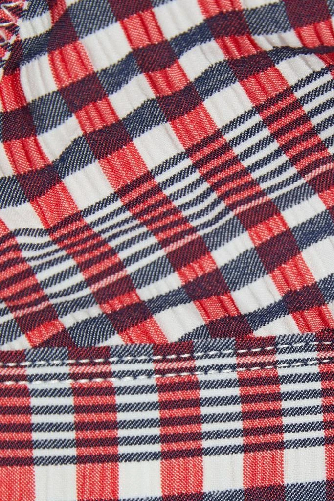 商品Ganni|Gingham seersucker triangle bikini top,价格¥142,第4张图片详细描述