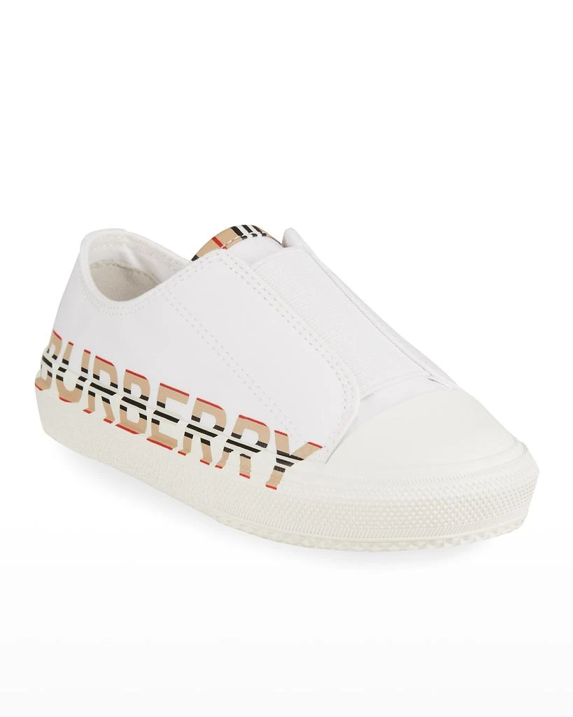 商品Burberry|Kid's Larkhall Icon Stripe Logo Gabardine Sneakers, Baby/Toddlers,价格¥874,第2张图片详细描述