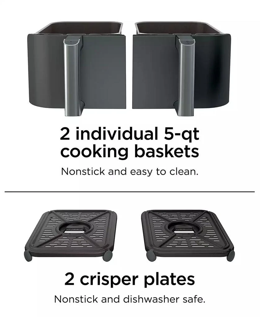 Foodi® DZ401 6-in-1 10-qt. XL 2-Basket Air Fryer with DualZone™ Technology- Air Fry, Broil, Roast, Dehydrate, Reheat and Bake, Family Sized 商品