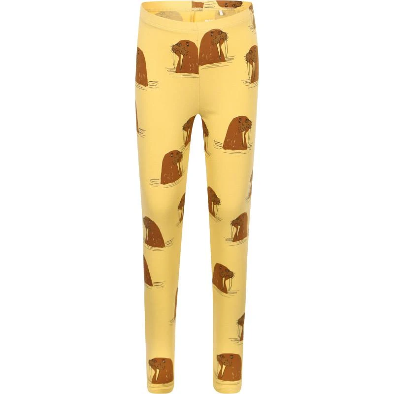 商品Mini Rodini|Walrus print leggings in vanilla yellow,价格¥308,第1张图片