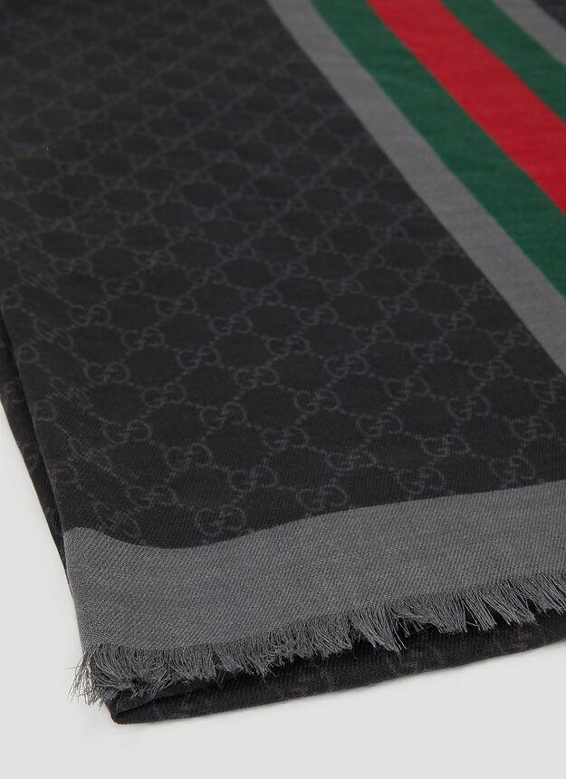 商品Gucci|GG Web Stripe Scarf in Black,价格¥4939,第5张图片详细描述