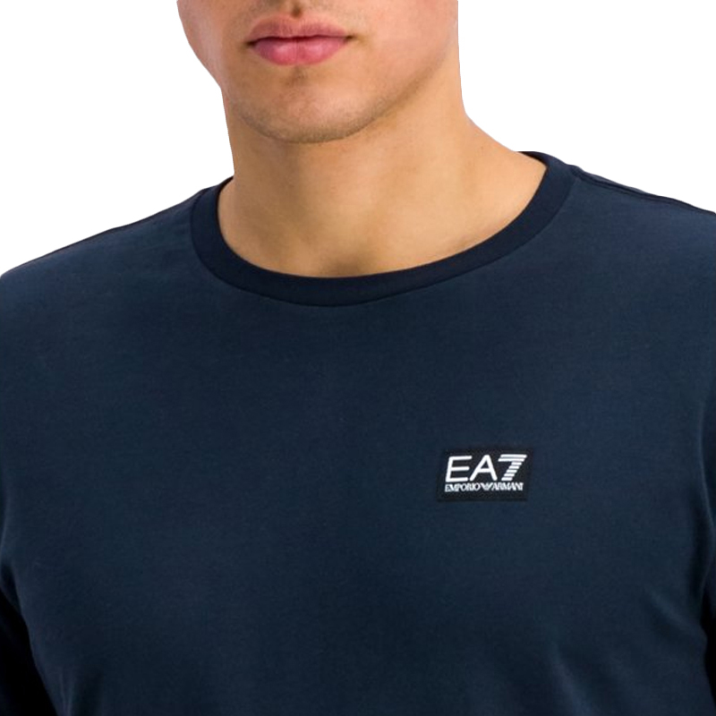 Emporio Armani 安普里奥 阿玛尼 男士黑蓝色棉质经典LOGO款圆领长袖T恤 6GPT40-J2AZ-1578商品第2张图片规格展示