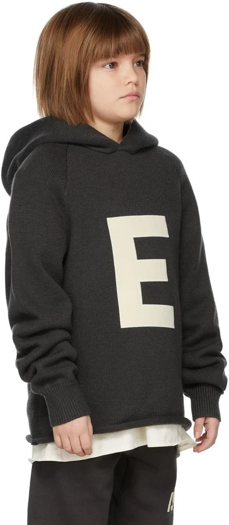 商品Essentials|Kids Black Knit Big E Hoodie,价格¥592,第3张图片详细描述