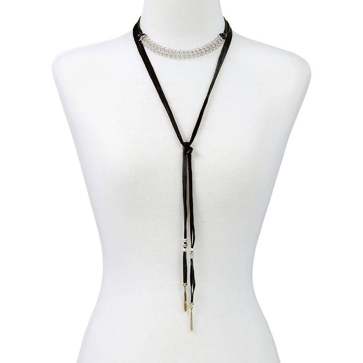 商品Lucky Brand|Two-Tone Leather Tie Choker Necklace,价格¥103,第3张图片详细描述