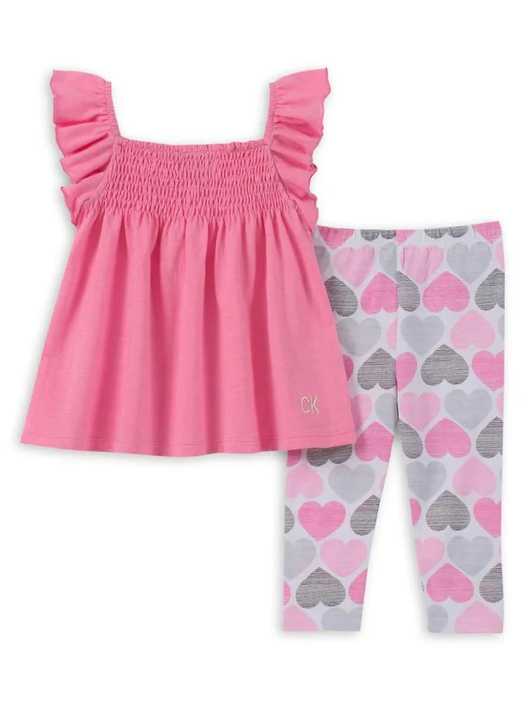 商品Calvin Klein|Baby Girl's 2-Piece Heart Legging Set,价格¥92,第1张图片