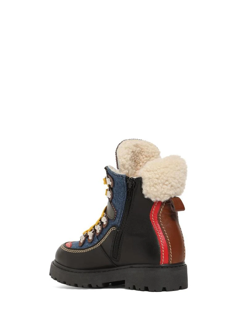 商品DSQUARED2|Cotton & Leather Snow Boots,价格¥945,第2张图片详细描述