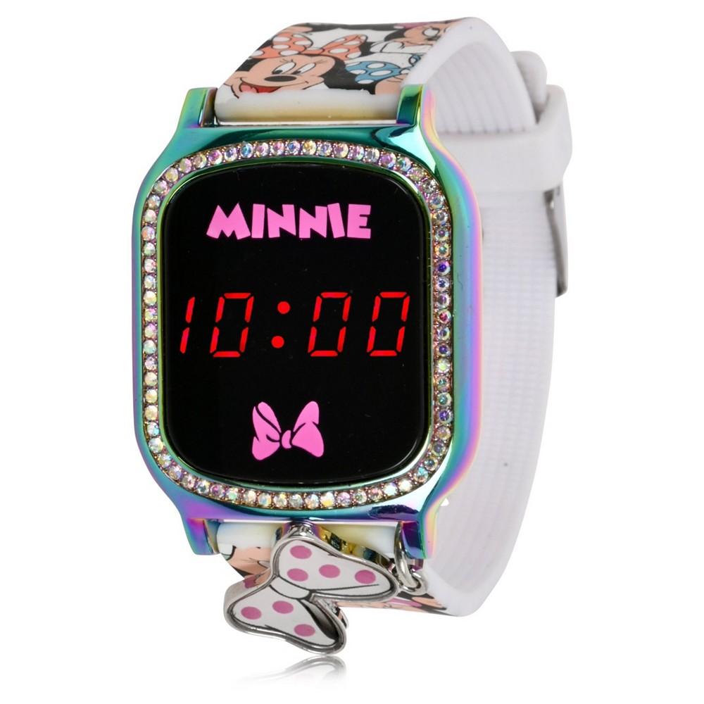 Minnie Mouse Kid's Touch Screen White Silicone Strap LED Watch, with Hanging Charm 36mm x 33 mm商品第1张图片规格展示