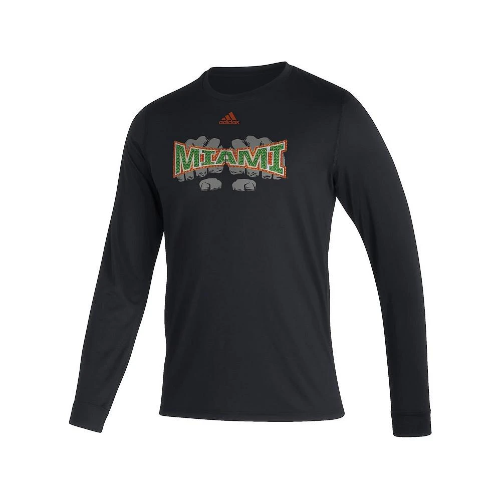 商品Adidas|Men's Black Miami Hurricanes Touchdown Ring Creator Long Sleeve T-shirt,价格¥220,第3张图片详细描述