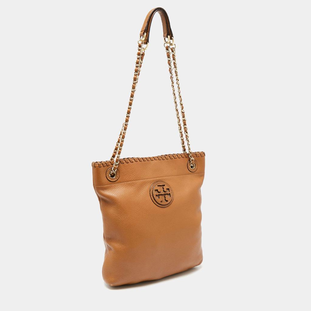 商品[二手商品] Tory Burch|Tory Burch Brown Leather Whipstitch Marion Chain Shoulder Bag,价格¥1029,第5张图片详细描述