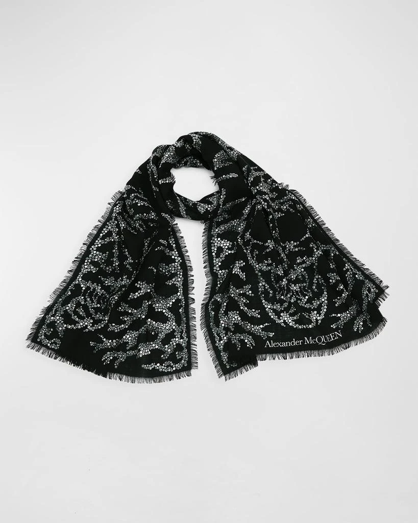 商品Alexander McQueen|Embellished Spine & Skulls Wool Scarf,价格¥1706,第1张图片