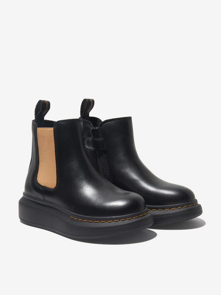 商品Alexander McQueen|Alexander McQueen Black Kids Leather Chunky Chelsea Boots,价格¥3489,第4张图片详细描述