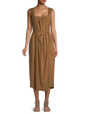 商品Vince|Tie-Front Linen-Blend Dress,价格¥591,第1张图片