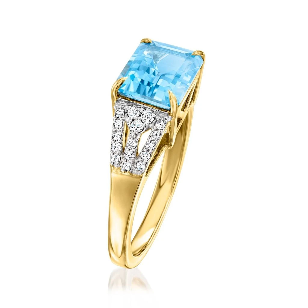 商品Ross-Simons|Ross-Simons Swiss Blue Topaz and . Diamond Ring in 18kt Yellow Gold,价格¥13465,第3张图片详细描述