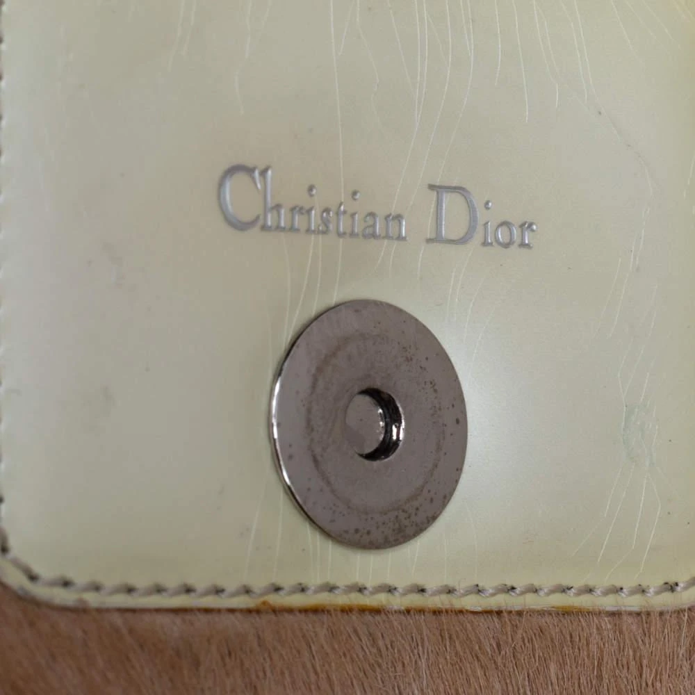 Dior Beige/Cream Calf Hair and Patent Leather Trifold Wallet 商品