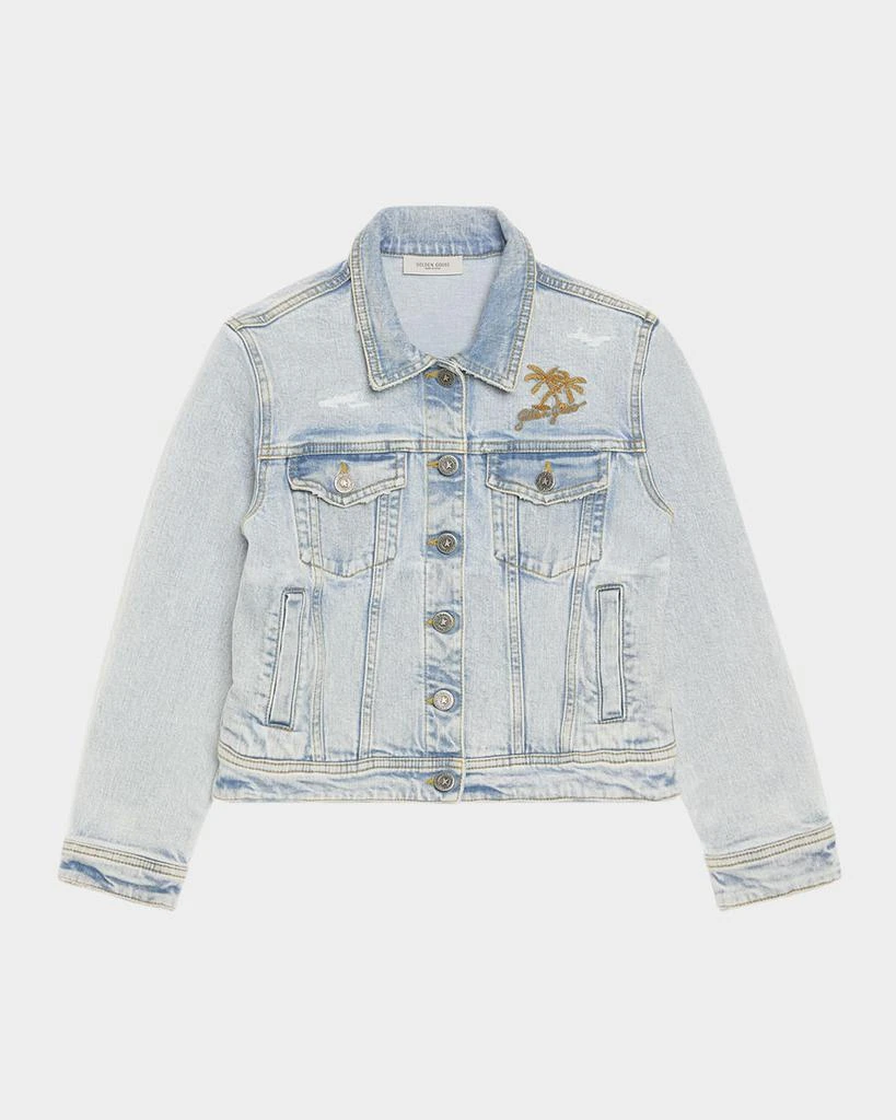 商品Golden Goose|Kid's Journey Bleached Denim Jacket with Embroidery, Size 4-12,价格¥2513,第1张图片