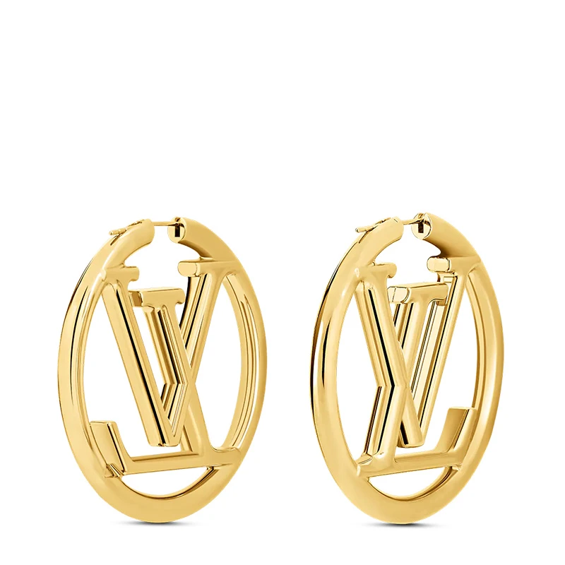 商品Louis Vuitton|预售十天 Louis Vuitton/路易威登 22春夏新款LOUISE系列 金色金属镂刻徽标字母标识圈形耳环M64288,价格¥4619,第1张图片