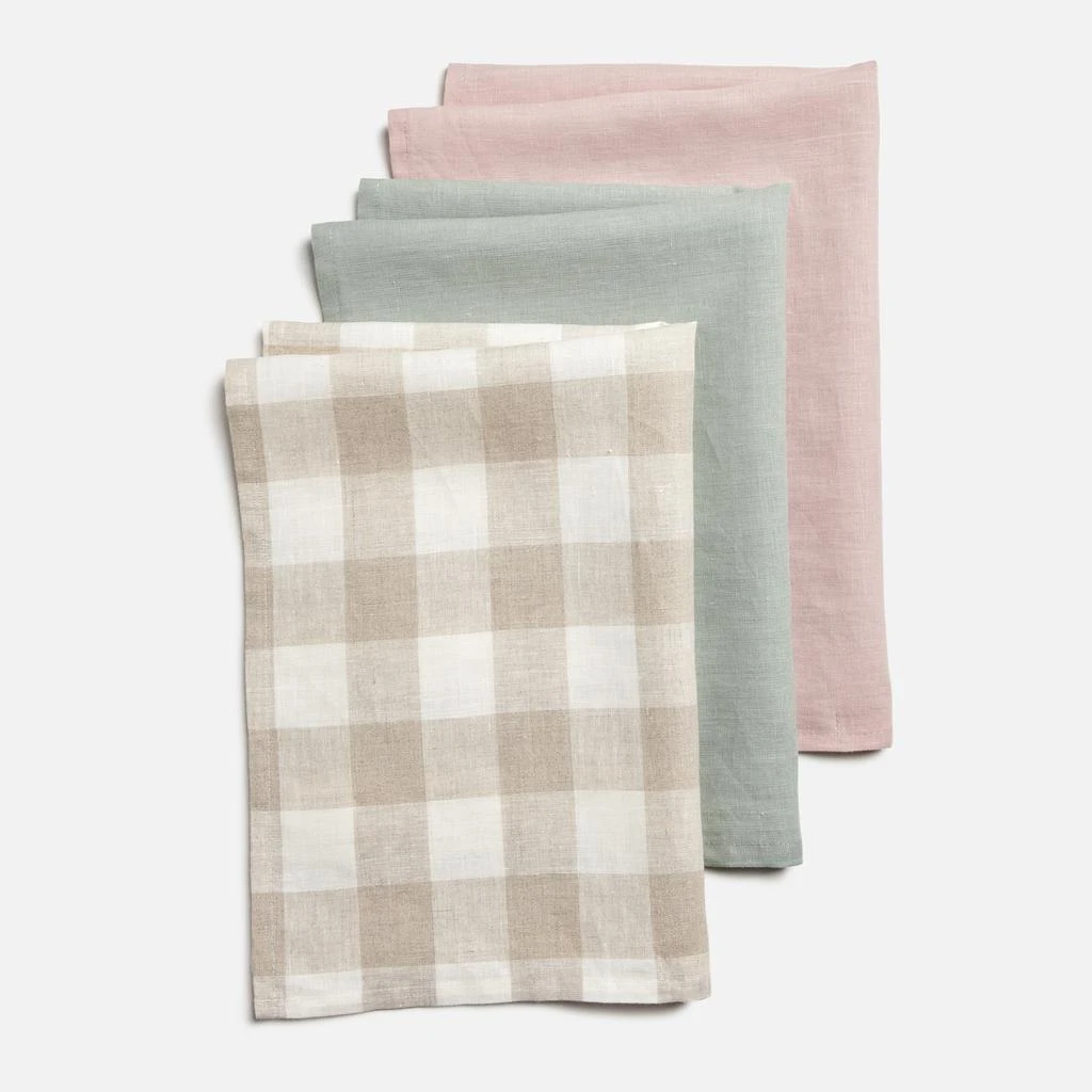商品in homeware|ïn home Linen Tea Towel - Sage, Pink, Natural - Set of 3,价格¥67,第2张图片详细描述
