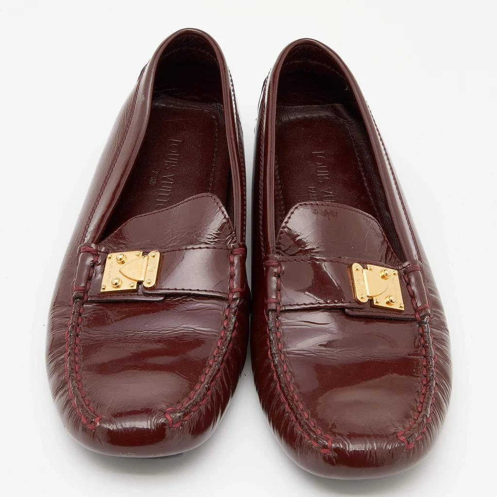 商品[二手商品] Louis Vuitton|Louis Vuitton Burgundy Patent Leather Slip On Loafers Size 37.5,价格¥1134,第3张图片详细描述