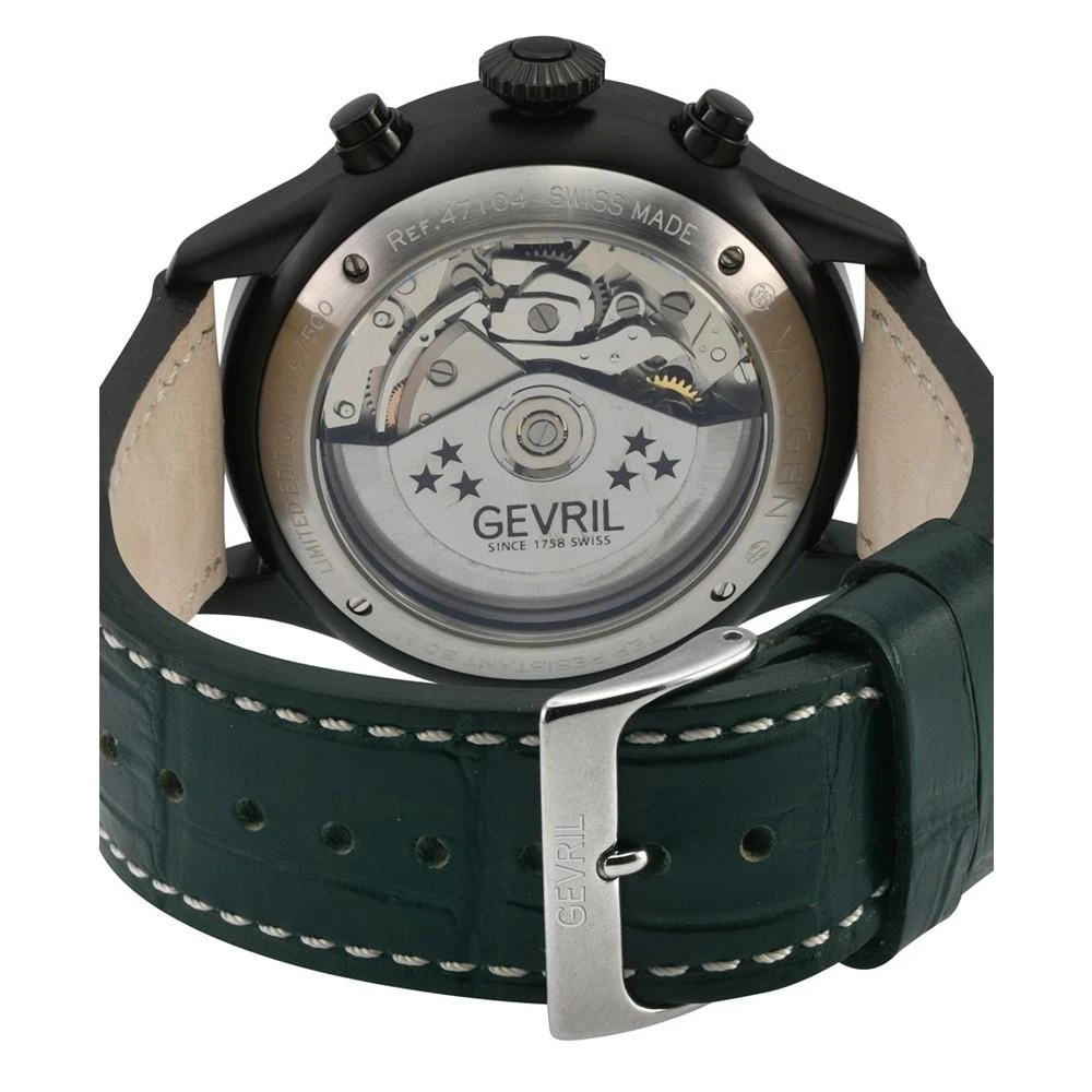 商品Gevril|Men's Vaughn Swiss Automatic Green Italian Leather Strap Watch,价格¥11063,第3张图片详细描述