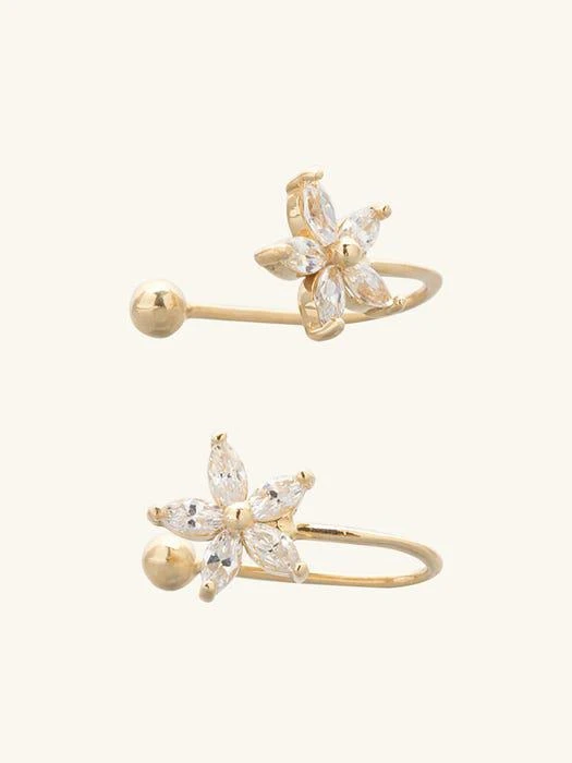 商品LUNNE|14k Gold Marquise Cut Cubic Flower Ear Cuff Earring B07,价格¥1450,第5张图片详细描述