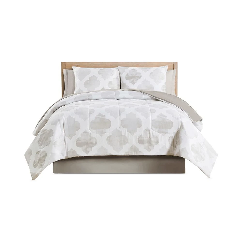 商品Keeco|Mira Taupe Watercolor 8 Piece Reversible Comforter Set,价格¥335,第3张图片详细描述