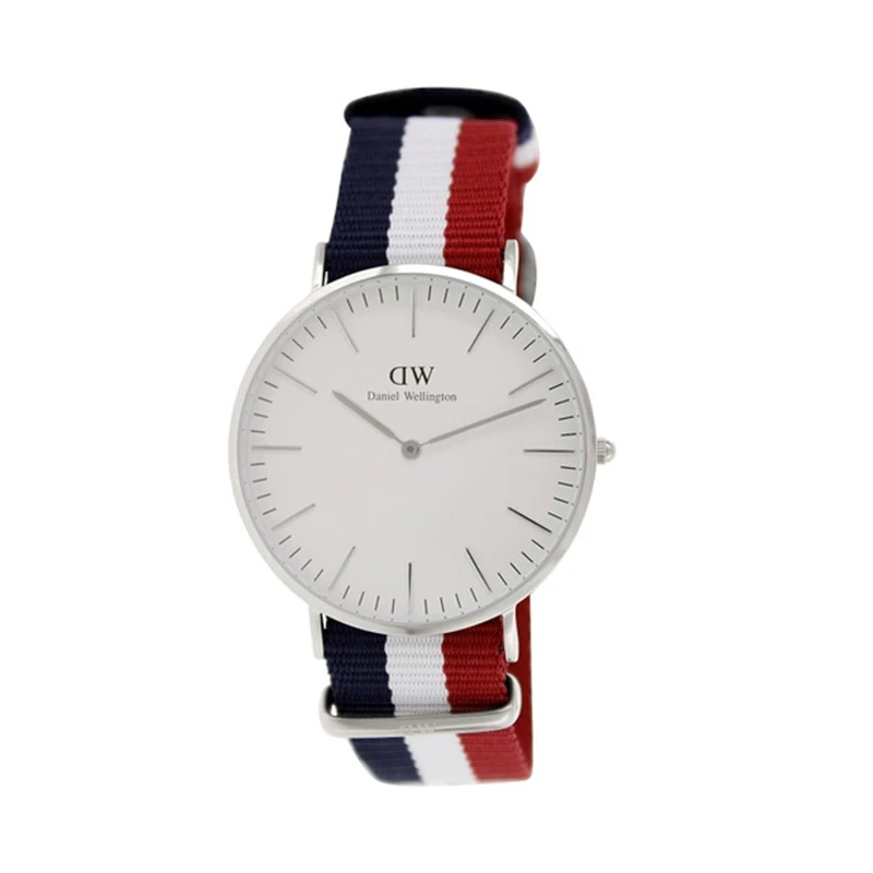 Daniel Wellington 丹尼尔惠灵顿 蓝白红拼色表带不锈钢表盘男士手表 0203DW 商品