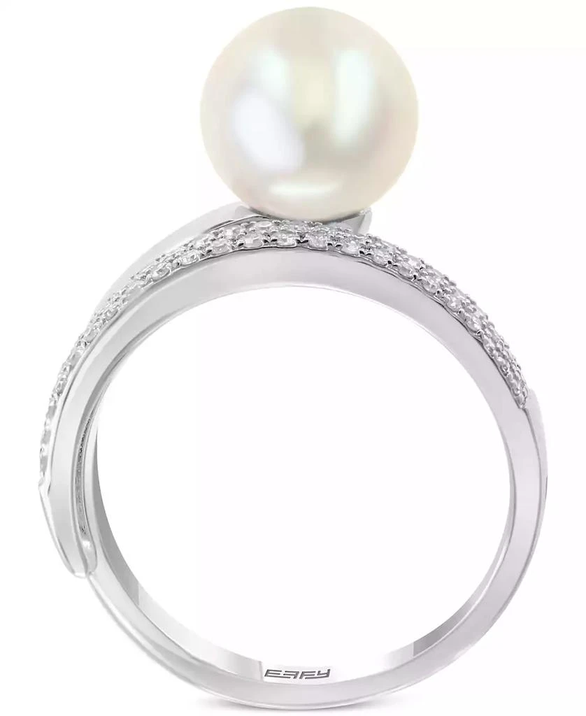 商品Effy|EFFY® Cultured Freshwater Pearl (10mm) and Diamond (1/5 ct. t.w.) Ring in 14k White Gold and Yellow Gold,价格¥4111,第3张图片详细描述