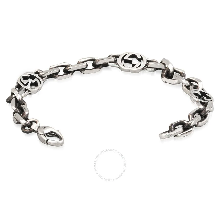 商品Gucci|Aged Silver Interlocking Double G Bracelet,价格¥2271,第2张图片详细描述