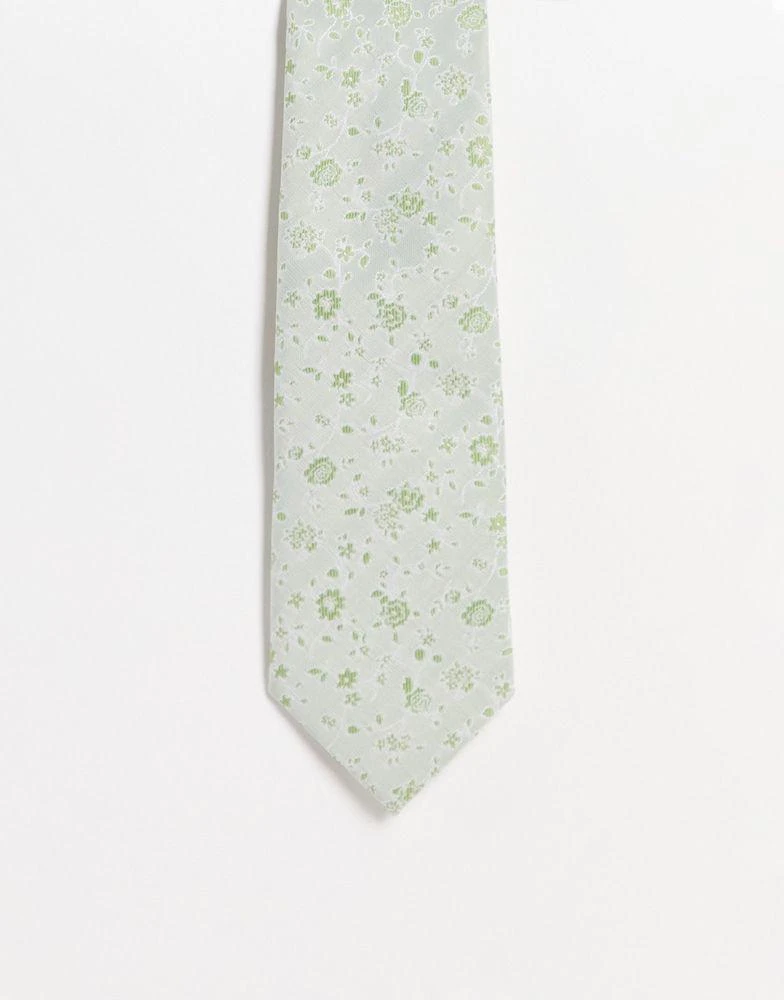 商品ASOS|ASOS DESIGN slim tie in pale green ditsy floral,价格¥80,第1张图片