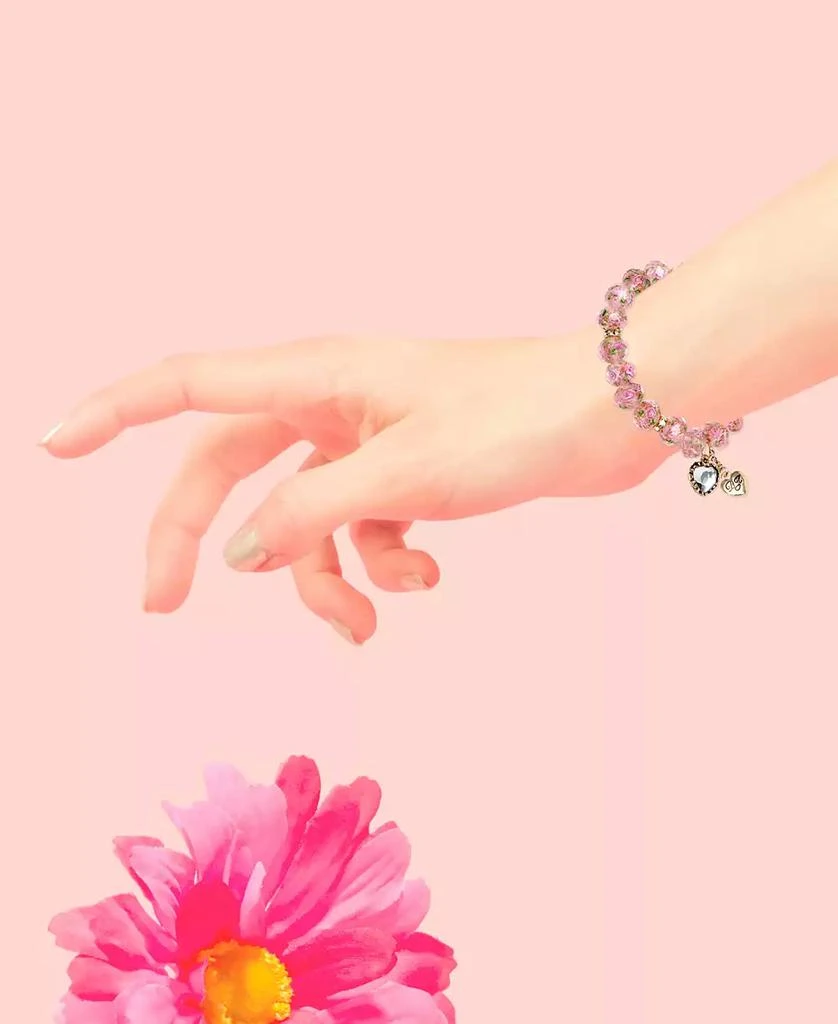 商品Betsey Johnson|Betsey Johnson Pink Flower Beaded Stretch Bracelet贝齐约翰逊粉红色花串珠手链,价格¥224,第3张图片详细描述