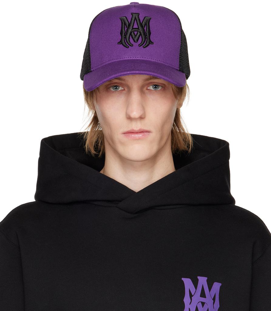 Purple & Black Embroidered Cap商品第1张图片规格展示