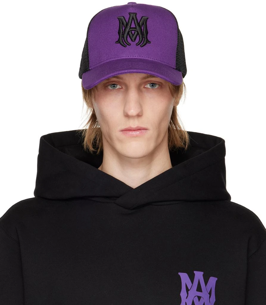 商品AMIRI|Purple & Black Embroidered Cap,价格¥1708,第1张图片