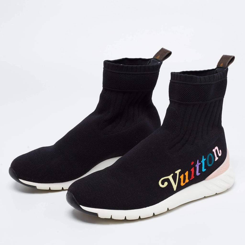 商品[二手商品] Louis Vuitton|Louis Vuitton Black Knit Fabric Aftergame High-Top Sneakers Size 39,价格¥2923,第2张图片详细描述