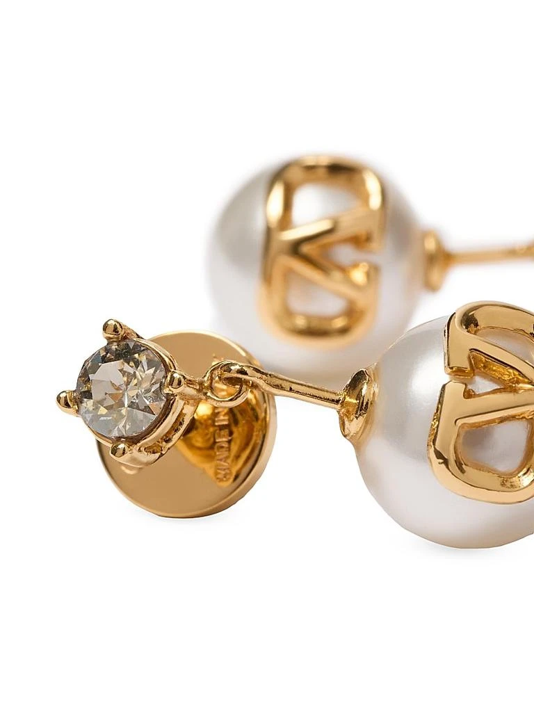 商品Valentino|VLogo Signature Earrings in Metal, Swarovski Crystals and Resin Pearls,价格¥3624,第2张图片详细描述