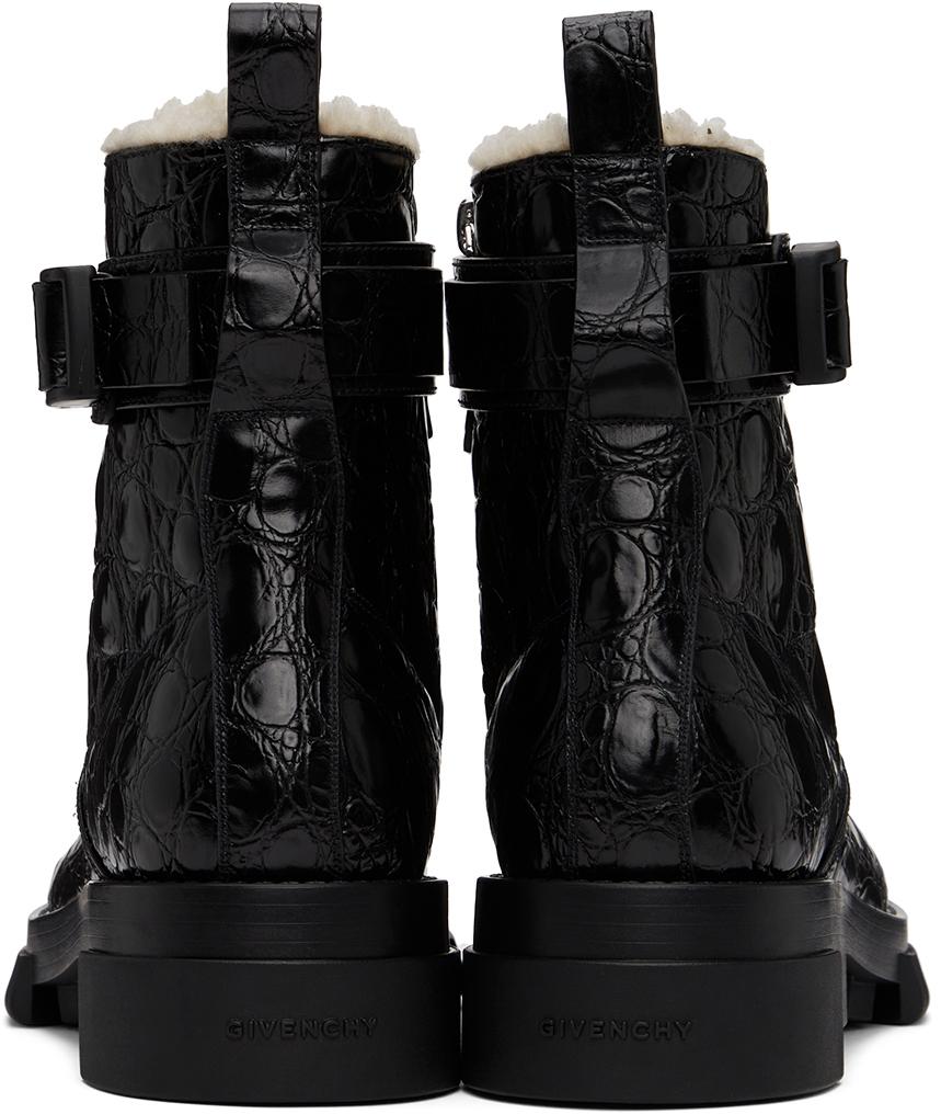黑色 Terra Shearling-Lined Combat 踝靴商品第4张图片规格展示