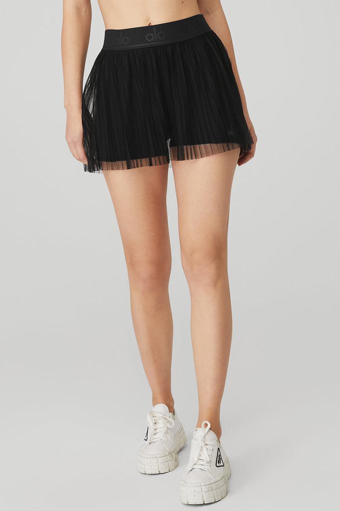 Mesh Flirty Tennis Skirt - Black商品第1张图片规格展示