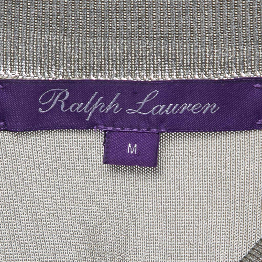 Ralph Lauren Purple Label Silver Metallic Silk-Knit Polo T-Shirt M商品第4张图片规格展示