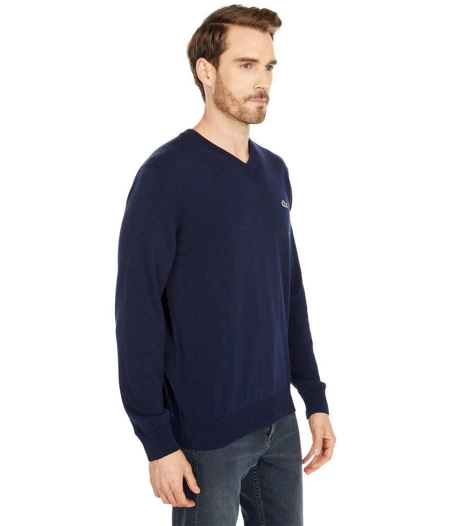 商品Lacoste|Long Sleeve Solid V-Neck Sweater,价格¥892,第4张图片详细描述
