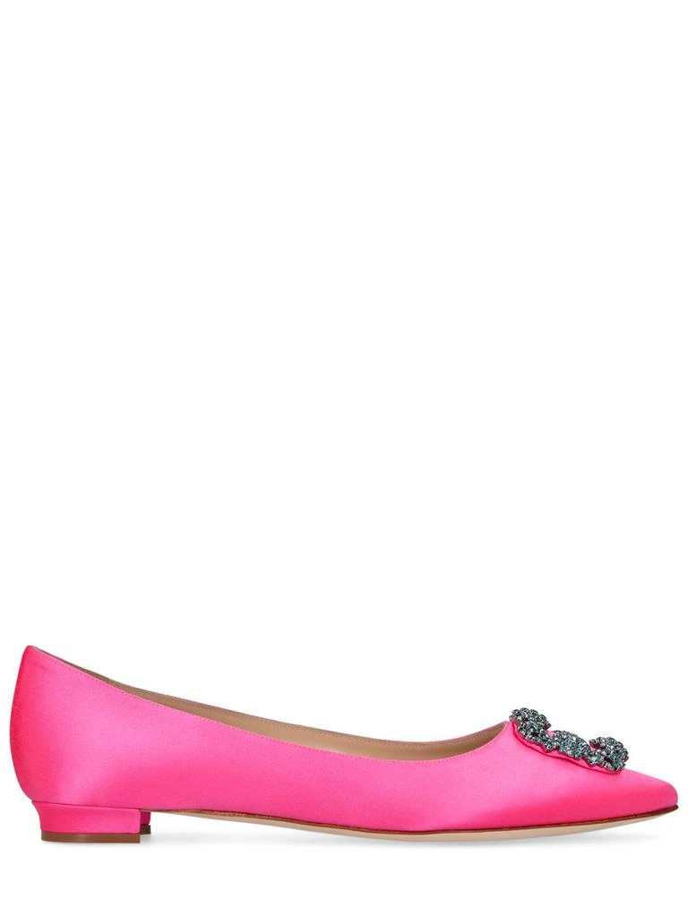 商品Manolo Blahnik|10mm Hangisi Satin Flat Shoes,价格¥4495,第1张图片