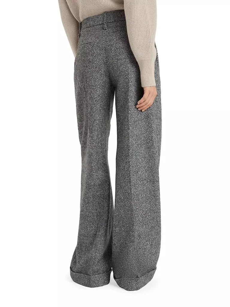 商品Brunello Cucinelli|Virgin Wool And Alpaca Chevron Loose Flared Trousers With Monili,价格¥19889,第3张图片详细描述