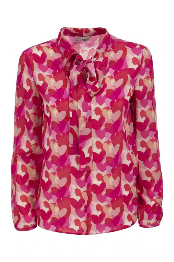 商品RED Valentino|RED VALENTINO Silk shirt with heart print,价格¥2099,第1张图片