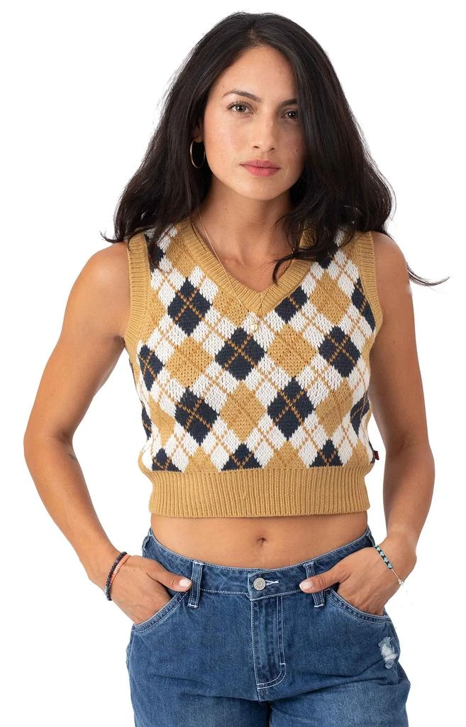 商品DICKIES|V-Neck Sweater Vest - Ginger Cream Argyle,价格¥153,第1张图片