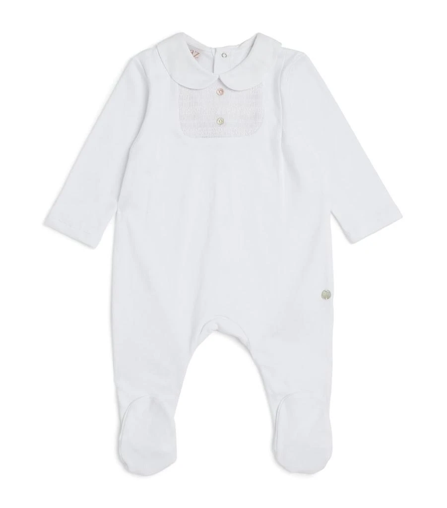 商品Paz Rodriguez|Cotton Smocked-Detail All-In-One (0-12 Months),价格¥637,第1张图片