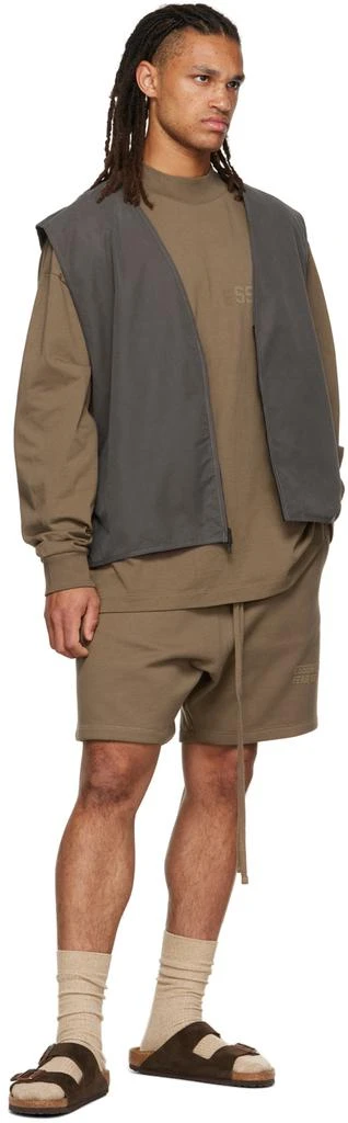商品Essentials|Brown Flocked Long Sleeve T-Shirt,价格¥310,第4张图片详细描述