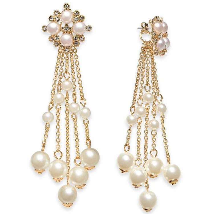 商品INC International|I.N.C. Gold-Tone Imitation Pearl Fringe Drop Earrings, Created for Macy's,价格¥132,第1张图片