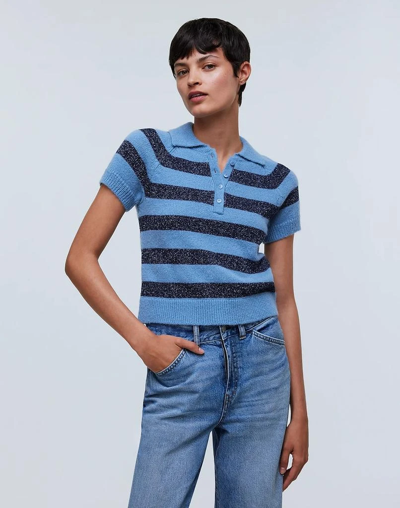 商品Madewell|Raglan Polo Sweater Tee in Stripe,价格¥159,第1张图片