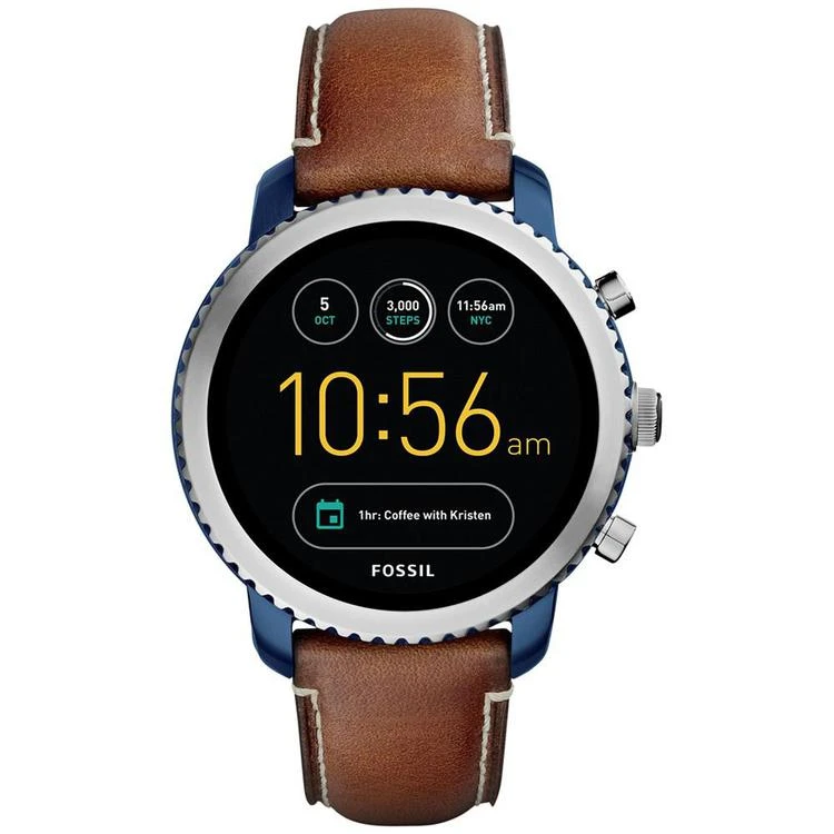 商品Fossil|Q Men's Explorist Gen 3 Brown Leather Strap Touchscreen Smart Watch 46mm,价格¥1495,第1张图片