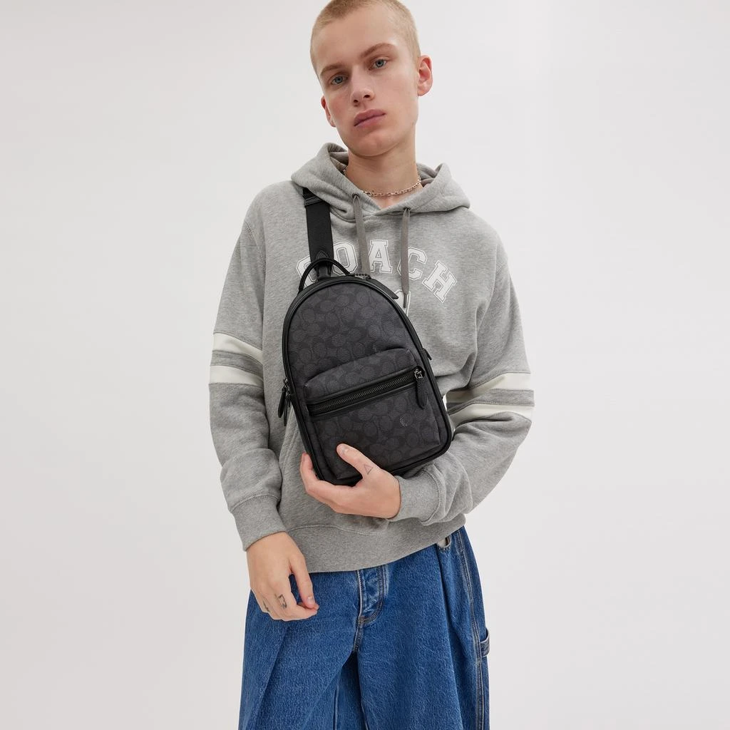 商品Coach|Coach Charter Signature Small Coated Canvas Backpack,价格¥3856,第2张图片详细描述